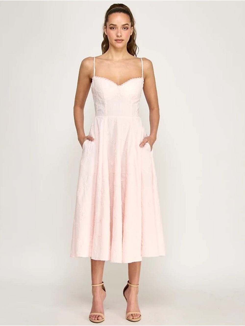 Alex & Sophia Juniors' Sweetheart Embroidered Midi Dress